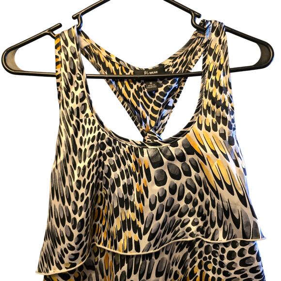 B-Wear Y2K Leopard Print Tiered Satin Top - Picture 3 of 6